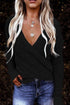 Wrap V Neck Waffle Sweater